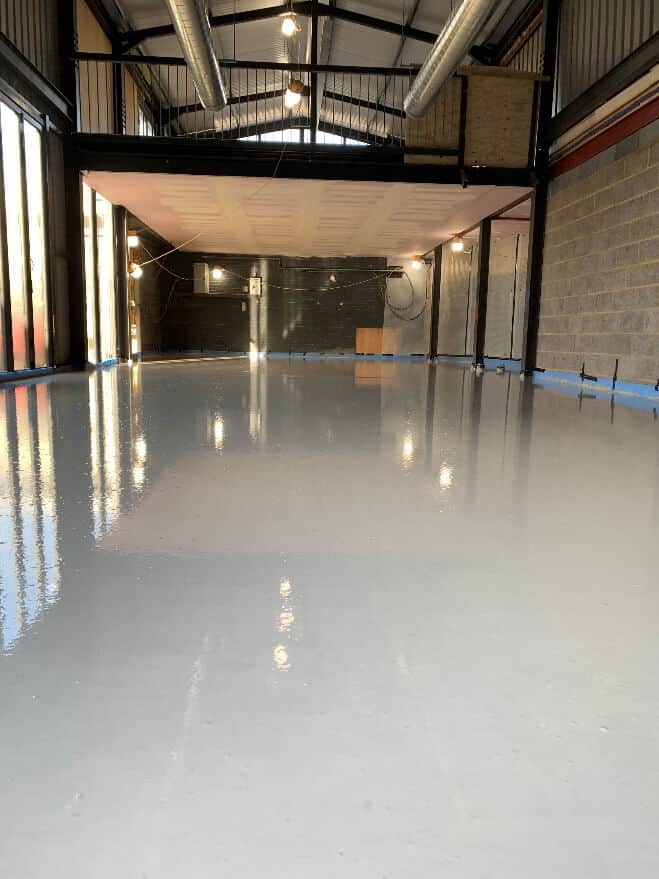Screed floor, car showroom, north London.